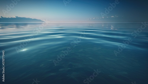  a large body of water with a sky in the background.  generative ai © Jevjenijs