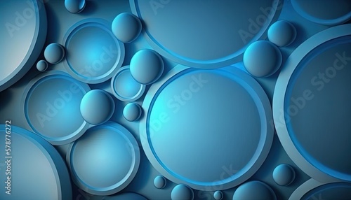  a blue abstract background with circles and bubbles in the center. generative ai