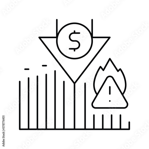 sudden change market trends financial crisis line icon vector illustration