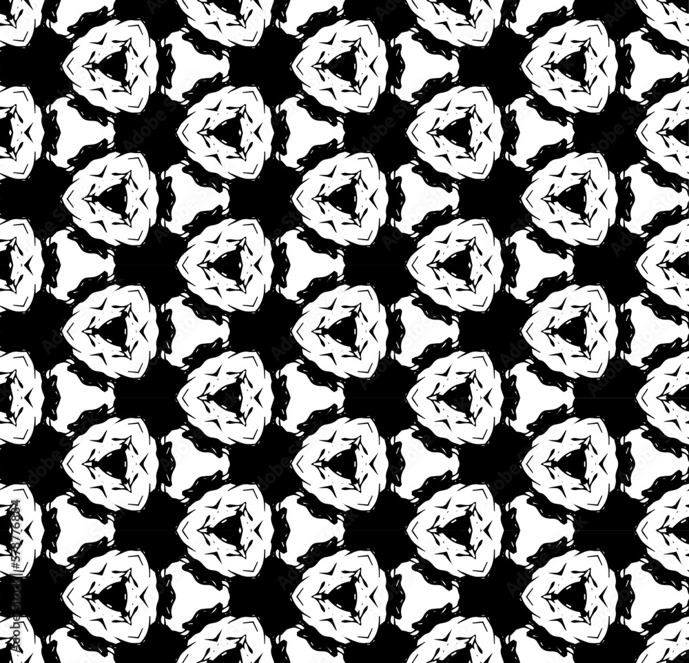 Black and white seamless pattern texture. Greyscale ornamental graphic design. Mosaic ornaments. Pattern template. Vector illustration. EPS10. Black and white seamless pattern texture. Greyscale ornamental graphic design. Mosaic ornaments. Pattern template. Vector illustration. EPS10.