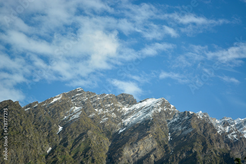 snow Mountain and sky in bright daylight 