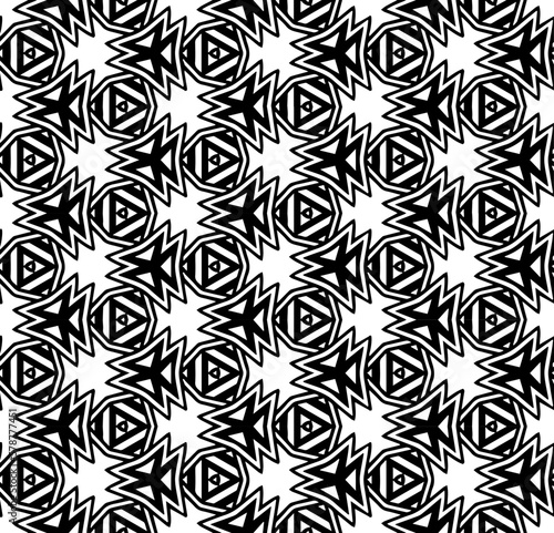 Black and white seamless pattern texture. Greyscale ornamental graphic design. Mosaic ornaments. Pattern template. Vector illustration. EPS10.