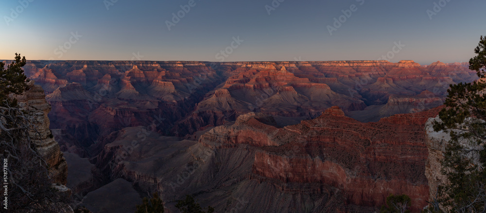 Grand Canyon National Park - South Rim Sunset Panorama - Mather Point
