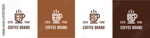 Letter ER and RE Coffee Logo, suitable for any business related to Coffee, Tea, or Other with ER or RE initials.