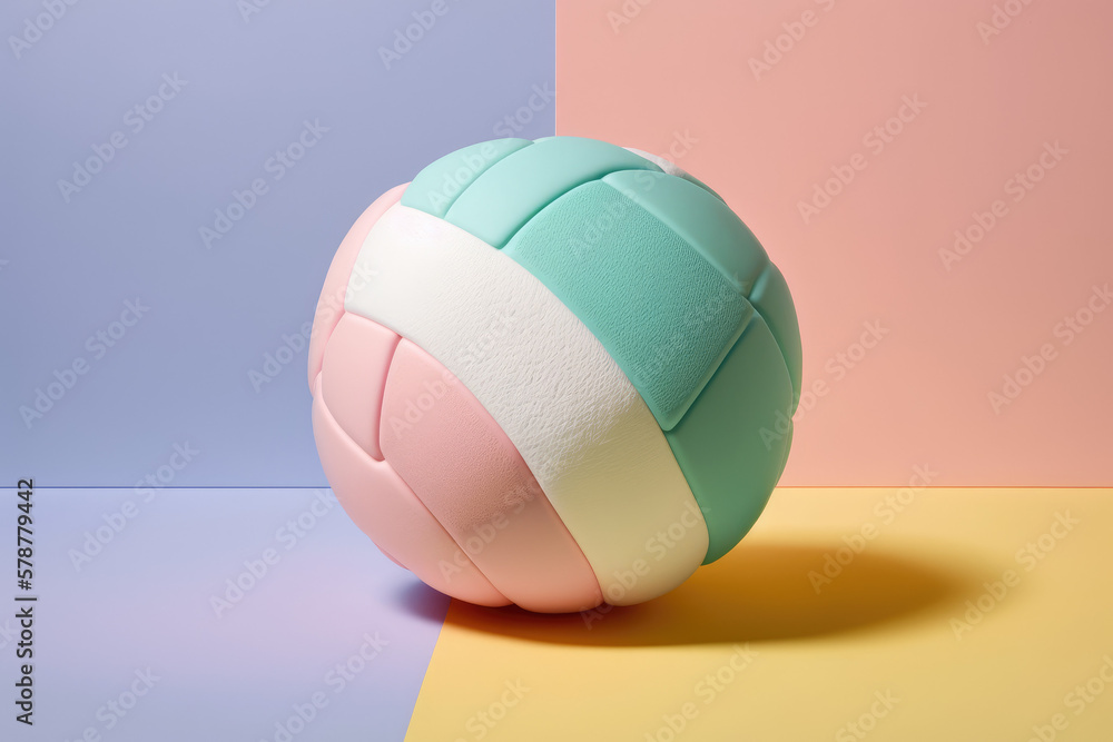 3d pastel-colored summer volleyball concept made by generative ai