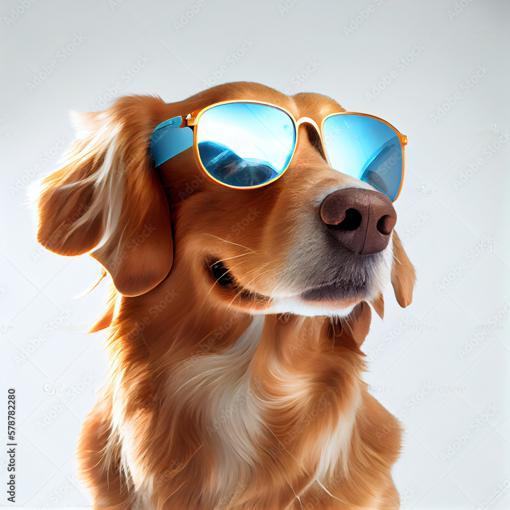 golden retriever dog wearing glasses
