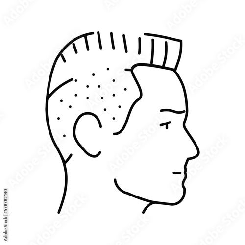 flat top hairstyle male line icon vector illustration