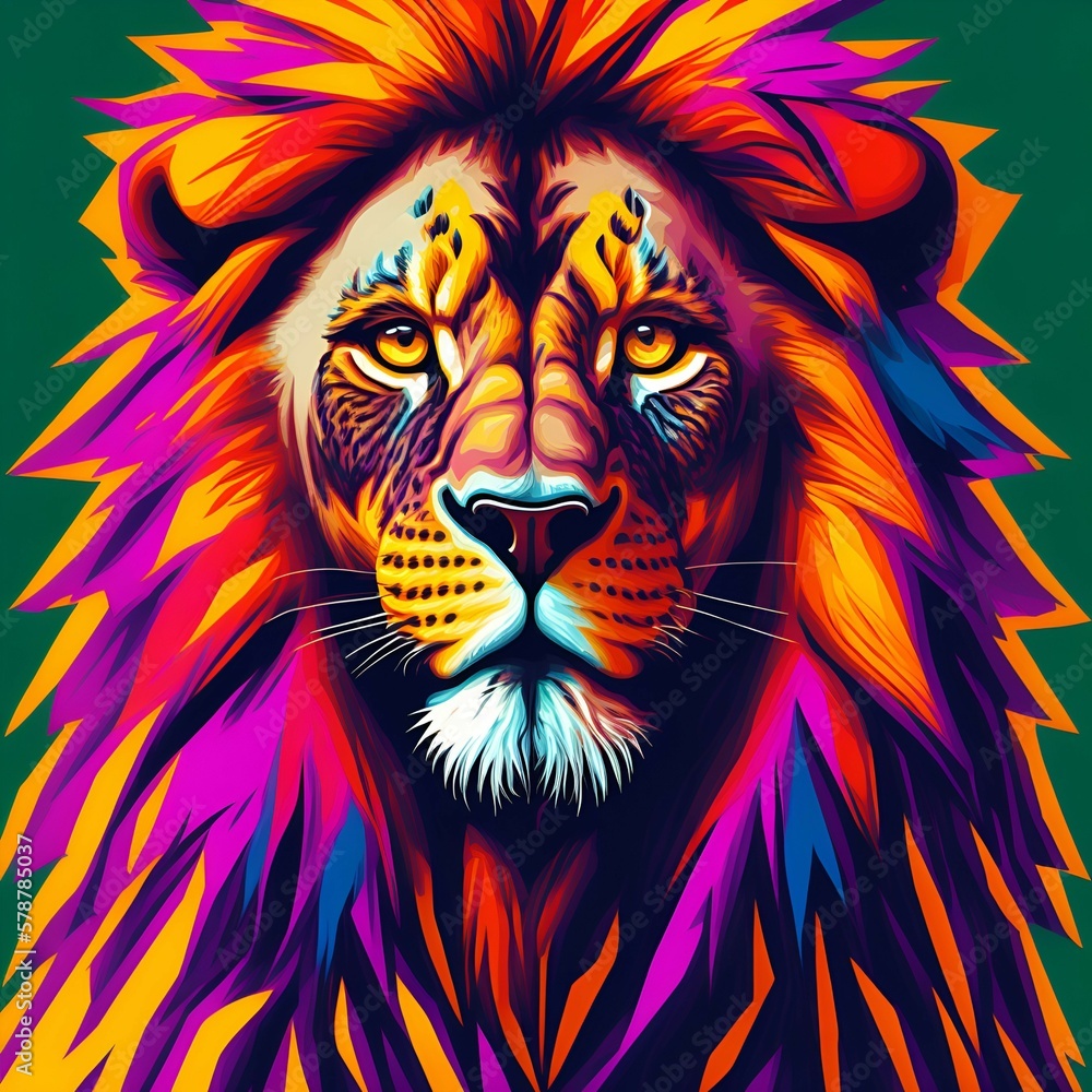 lion head vector illustration, generated Ai