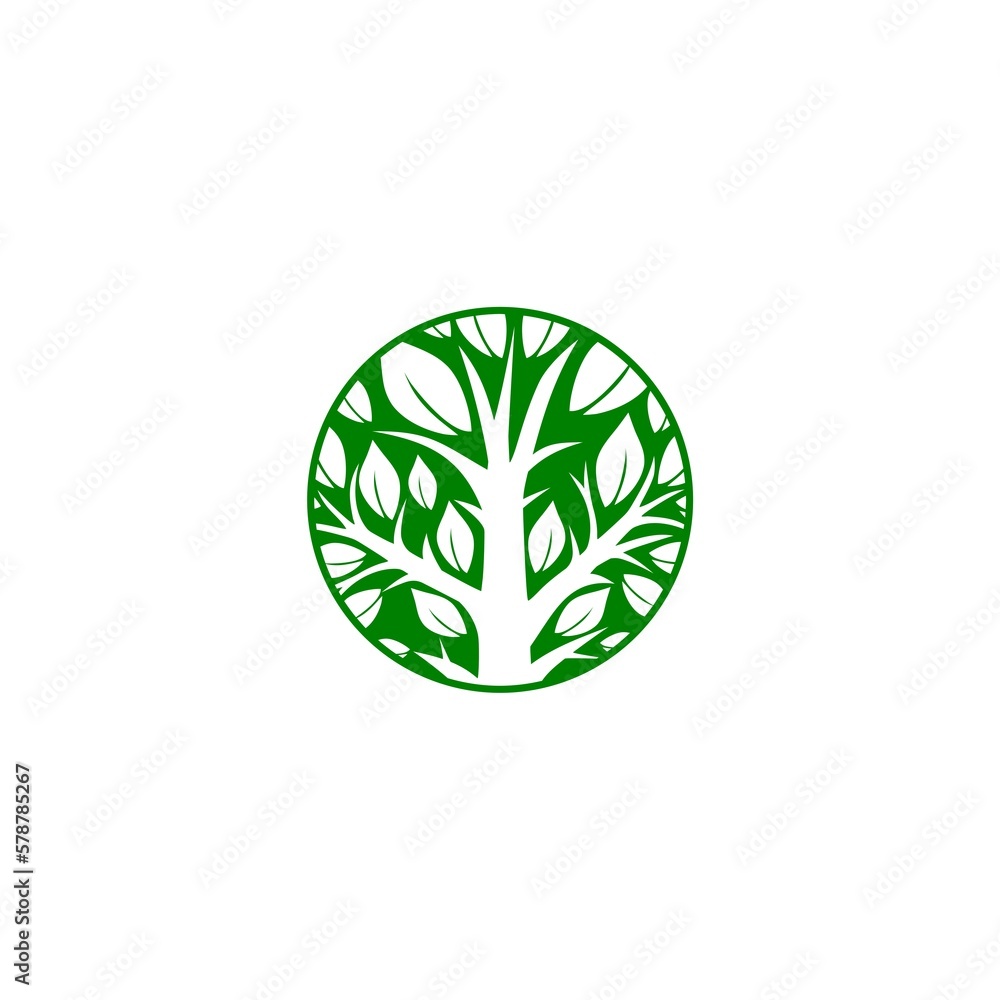 Circle tree logo. Tree of Life Stamp isolated on white background Circle tree logo. Tree of Life Stamp isolated on white background