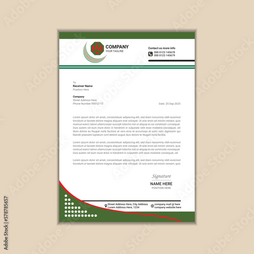 Corporate business letterhead a4 size with bleed vector design.