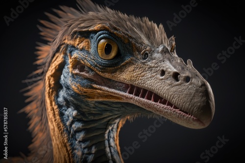 Illustration of a feathered dinosaur  - Created with generative ai © Rieth