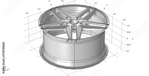 Car wheel. Computer 3d modeling and investigation of parameters of a steel mechanical part using a computer-aided design system. Design environment of engineering calculation.
