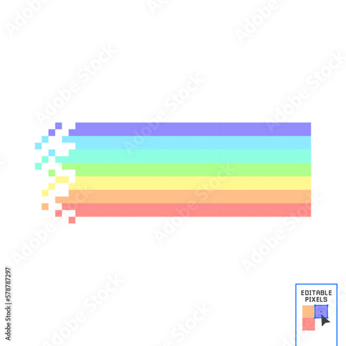 Fairytale Rainbow embroidery, pixel art icon. Design for mosaic, mobile app, web, logo. Isolated vector illustration on white background. Game assets 8-bit sprite.