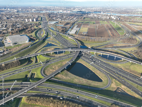 Witness the complex network of highways and overpasses from above with an aerial drone video of Ridderkerk's bustling junction.