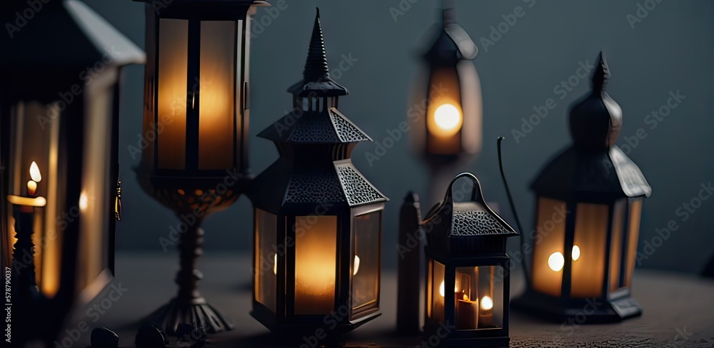  closeup of Ramadan lanterns Ramadan Kareem	
