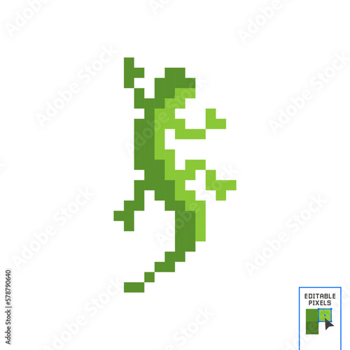 8-bit pixel gecko. Lizard in vector illustrations for cross stitches and game assets. © Octavio