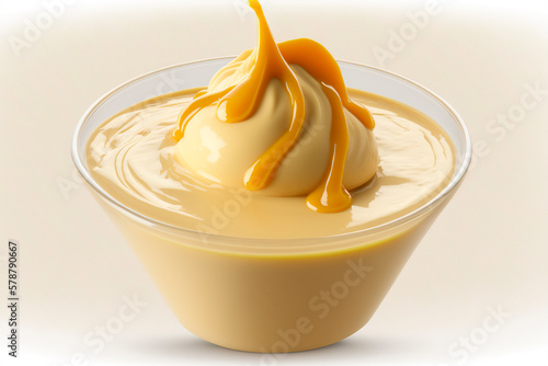 Fototapeta Naklejka Na Ścianę i Meble -  Delicious Italian Dessert Zabaglione Isolated on White Background