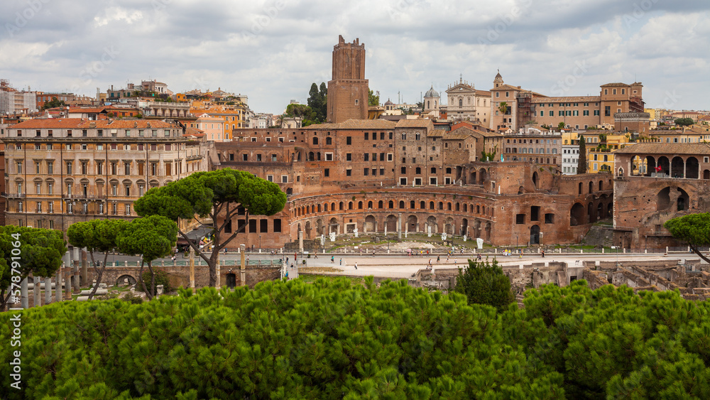 Ruins of ancient constructions. Place of archeological excavations in Rome - September 2015