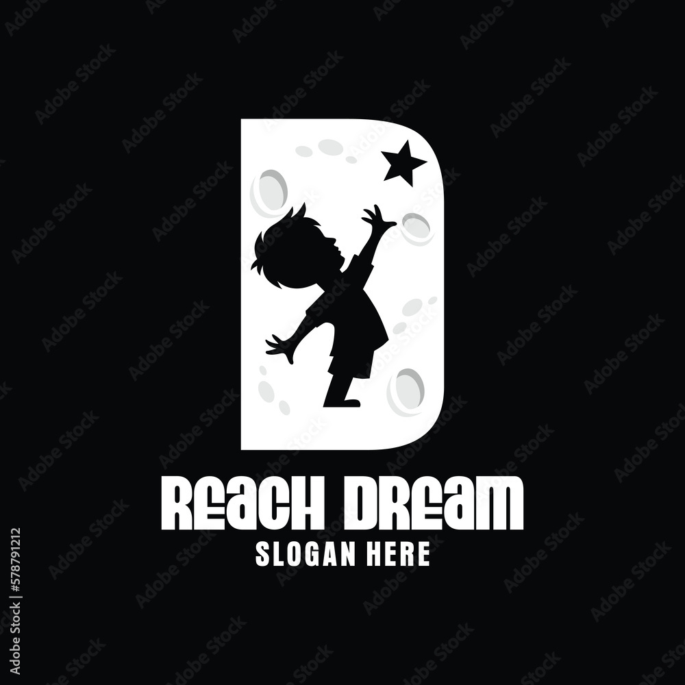 Letter D Reach Dream Logo Design Template Inspiration, Vector Illustration.