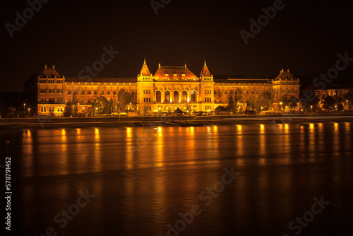 Hungarian parliament at night in Budapest