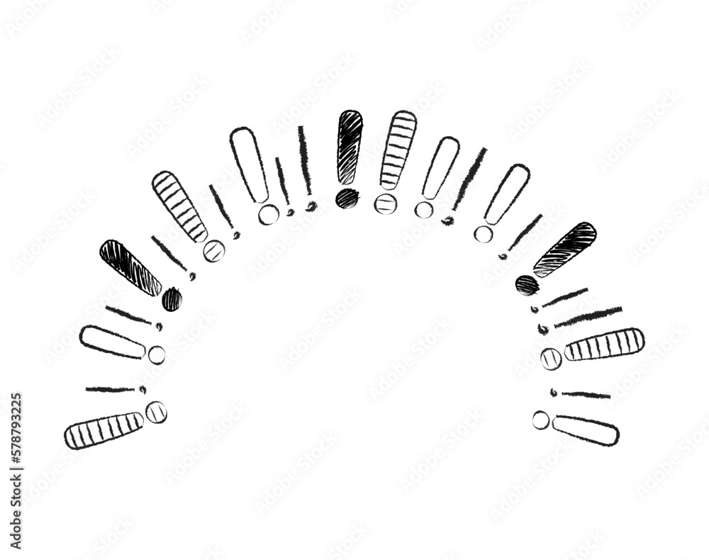 Fototapeta premium Vector illustration of exclamation marks drawing sketches symbols