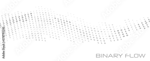 Binary flow. Digital data stream by ones and zeros. Minimal vector graphics
