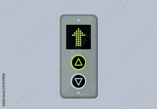 elevator panel with buttons pressed up digital arrow business center