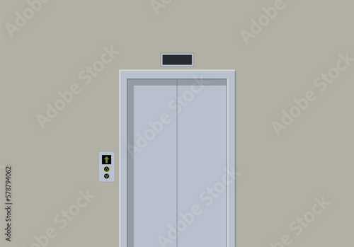 elevators with a panel of buttons in the corridor of the business center of the building