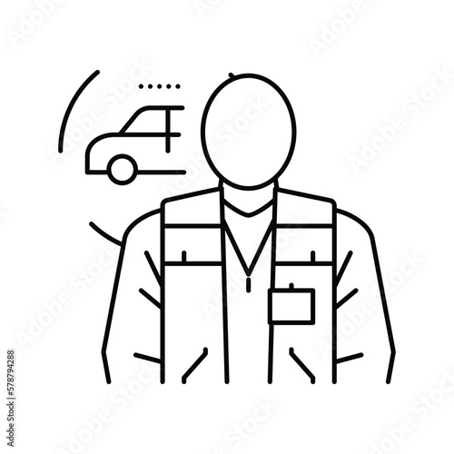 fleet maintenance manager repair worker line icon vector illustration