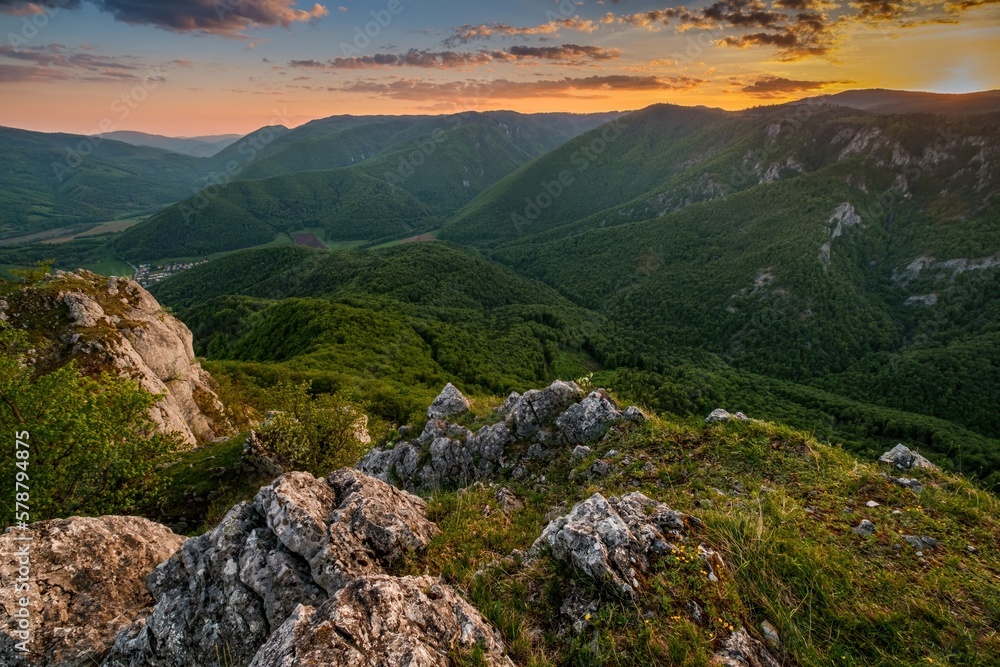 Naklejka premium Slovakia - Muranska planina, green mountain landscape. Discover the beauty of the spring landscape