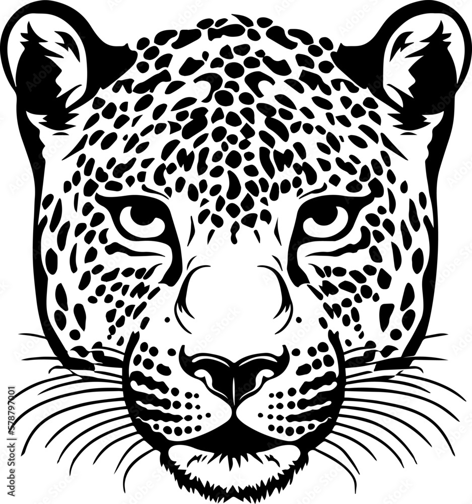 Leopard head Vector Illustration, leopard face, on a isolated background, SVG