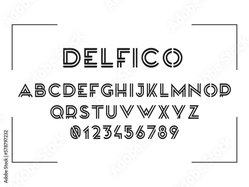 Creative Alphabet Delfico Letter Typography On White Background Vector Template