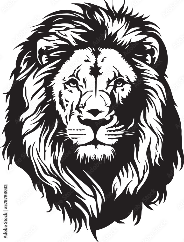 Lion head, lion face vector Illustration, on a isolated background