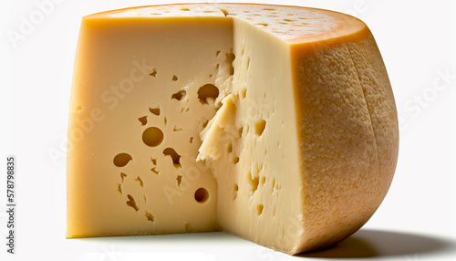 Authentic Italian Parmigiano Reggiano Cheese Isolated on White Background