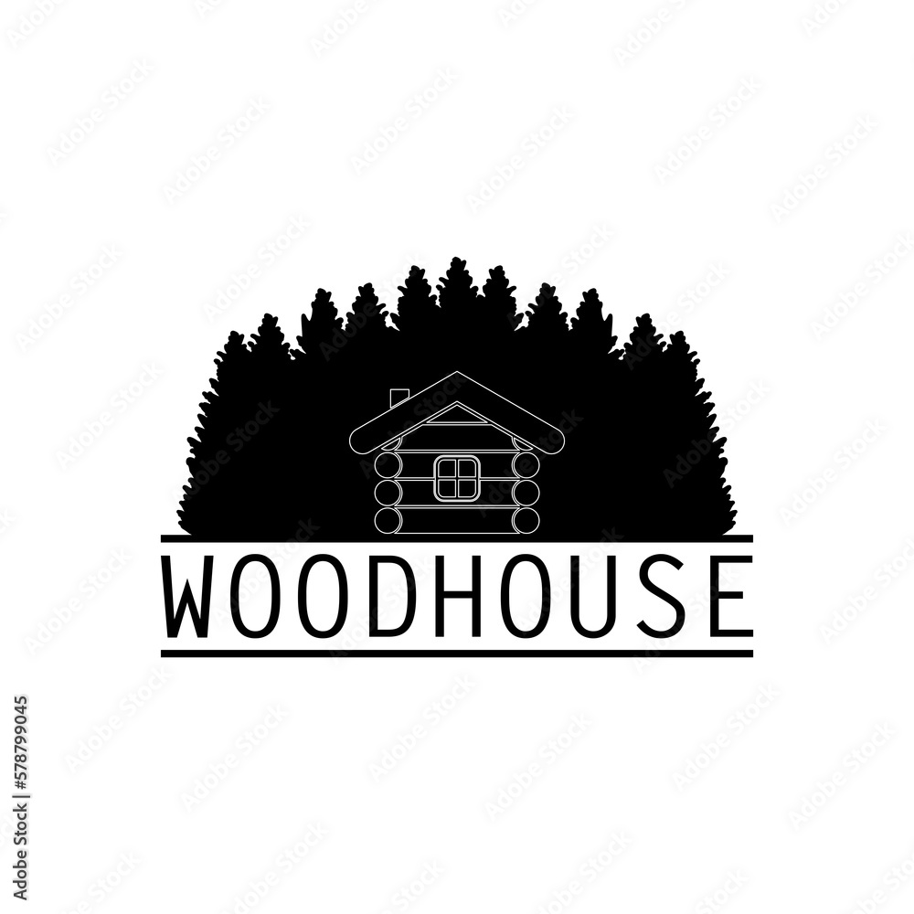 Fototapeta premium Wood house icon isolated on transparent background