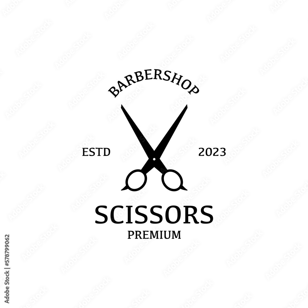 Flat scissors barber shop logo design vector illustration Flat scissors barber shop logo design vector illustration