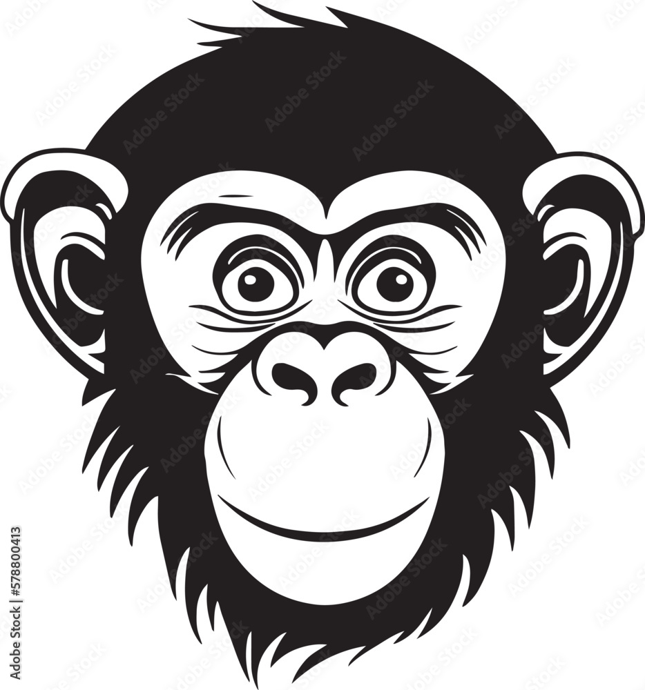  Monkey head, monkey face vector Illustration, on a isolated background, SVG