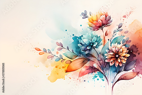 Colorful abstract flower illustration with copyspace  Generative AI