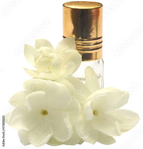 Jasmine flower with essence bottle