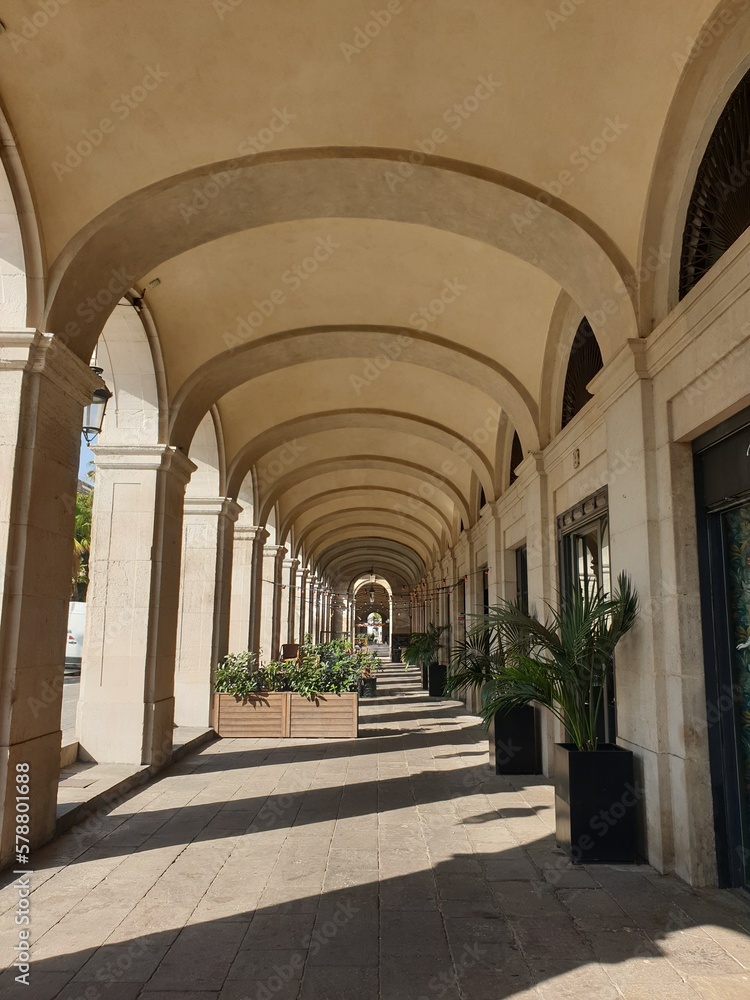 Arcades in Passeig Colom, architecture of Barcelona