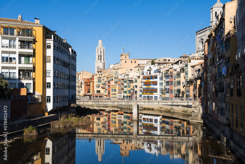 Girona cityscape with river view, Spain