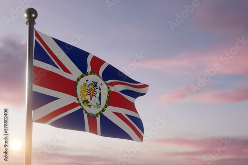 Flag at dawn in the wind The British Antarctic Territory