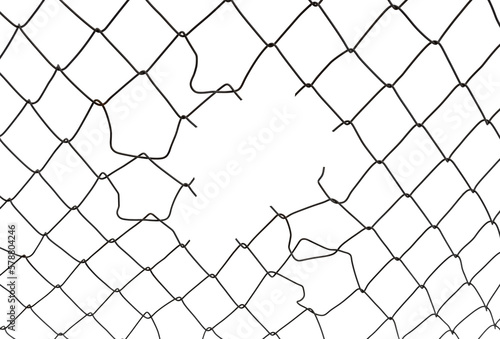 Fototapete The texture of the metal mesh on a white background