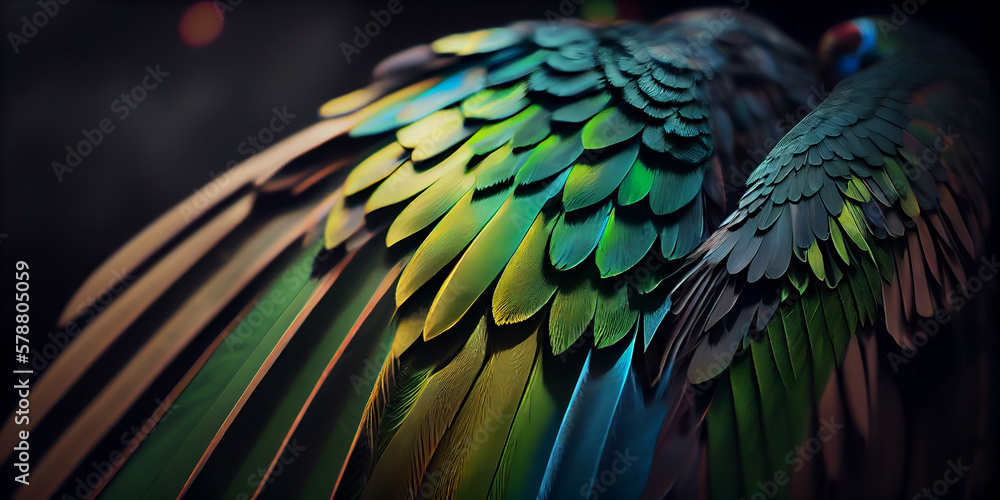 Fototapeta premium red and yellow feathers,Generative AI