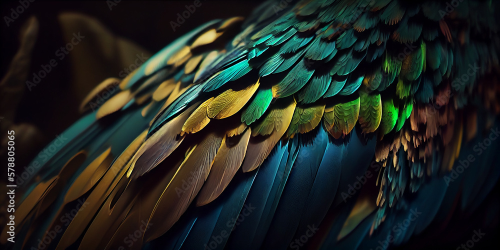 Fototapeta premium red and yellow feathers,Generative AI