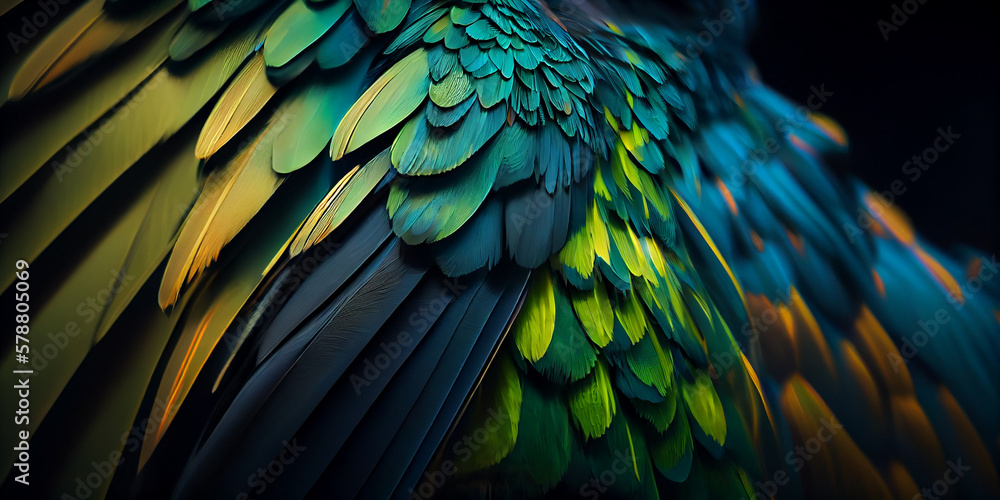 Fototapeta premium red and yellow feathers,Generative AI