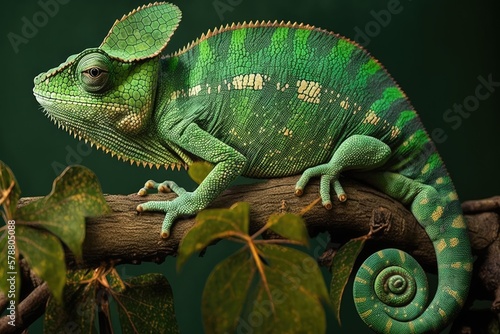 An arboreal chameleon of green. Generative AI