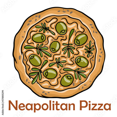 Italian Focaccia Bread with various vegetable filling. Neapolitan round pizza on white background