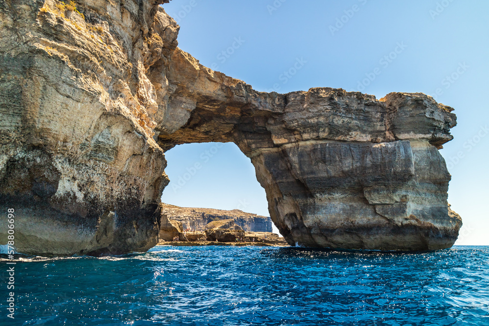 View on Azure Window rock formation at Gozo island in Malta