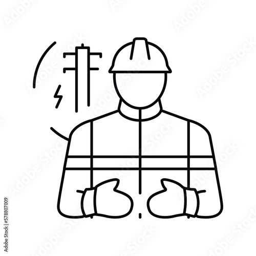 line installer repairer line icon vector illustration